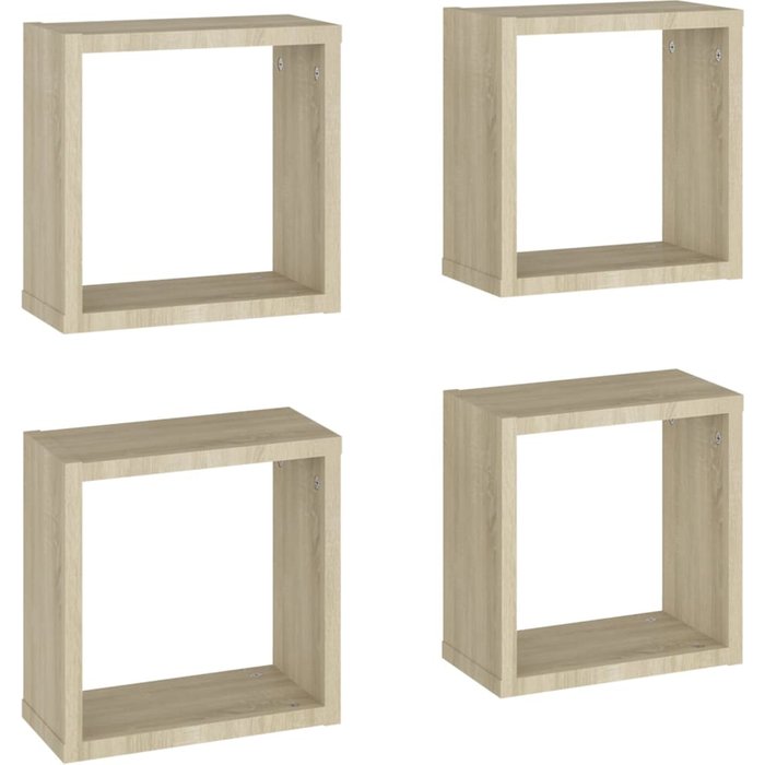 Estantería cúbica de pared 4 unidades roble sonoma 30x15x30 cm - comfortxl