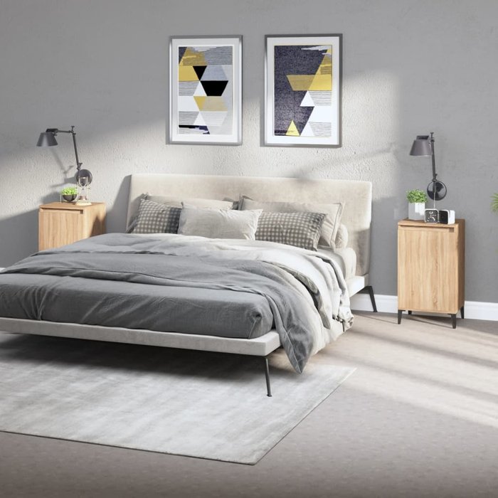 Maison exclusive - mesitas de noche 2 uds madera contrachapada roble 40x35x70 cm