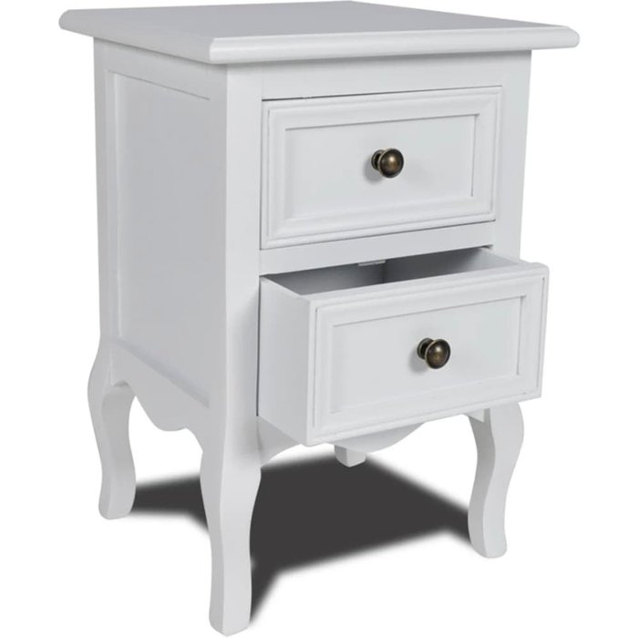Mesita de noche con 2 cajones de mdf blanco