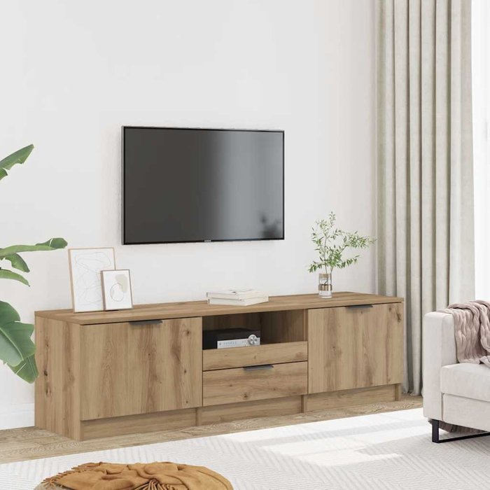 Mueble de tv roble artesanal 140x35x40 cm madera de ingeniería vidaxl