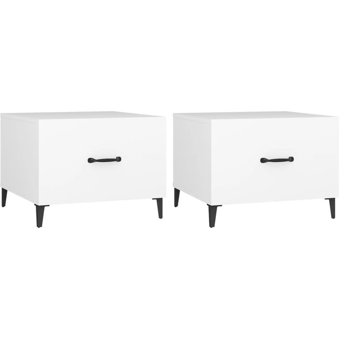 Mesa de centro con patas de metal 2 unidades blanco 50x50x40 cm