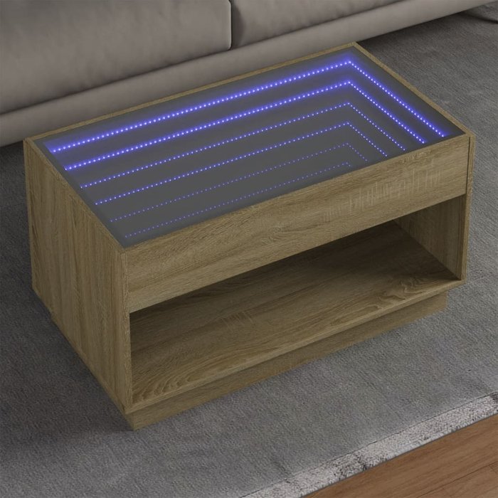 Mesa de centro con infinity led roble sonoma 90x50x50 cm vidaxl