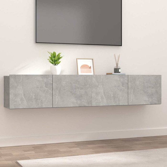Mueble de tv de 2 piezas, gris hormigón, 80x30x30 cm, madera de ingeniería
