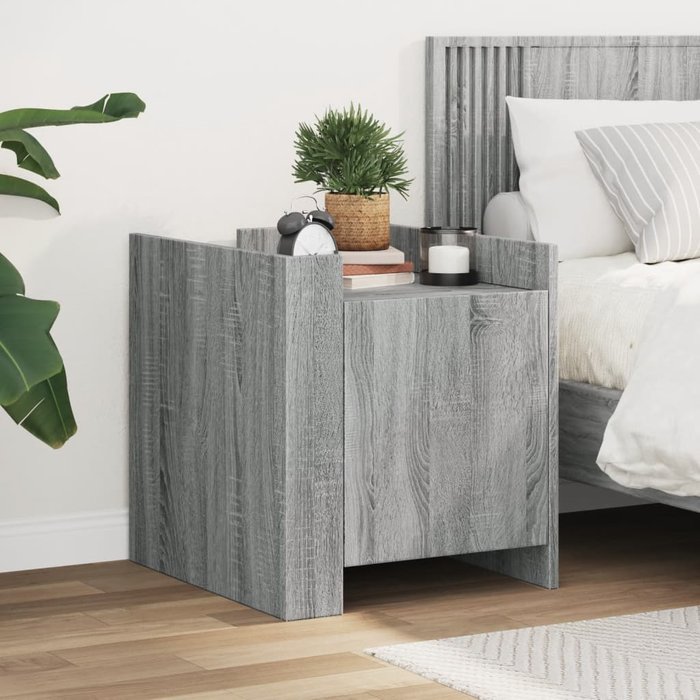 Mesita de noche sonoma gris, 45x50x50 cm, madera de ingeniería.