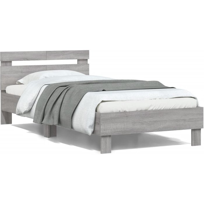 Estructura de cama con cabecero sonoma gris 100x200 cm