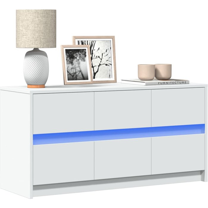 Vidaxl mueble de tv con led madera de ingeniería blanco 100x34x50 cm