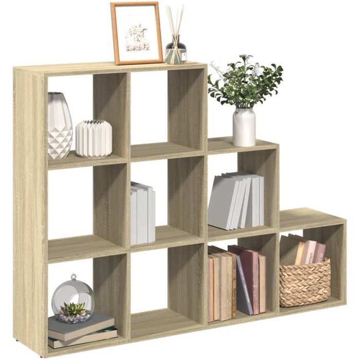 Librería divisora 3 niveles madera sonoma 137,5x29x103,5 cm vidaxl