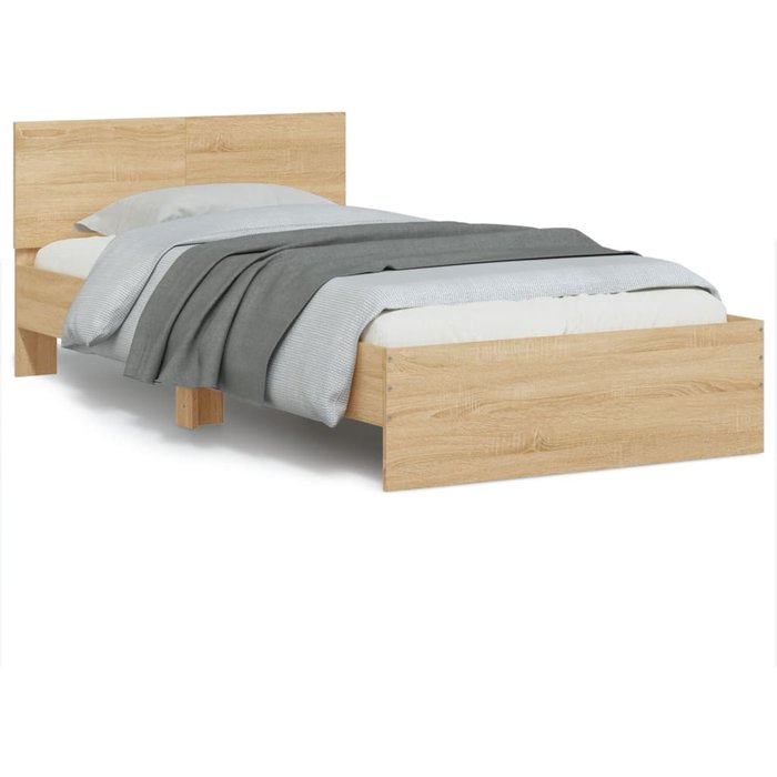 Maison exclusive - estructura de cama cabecero luces led roble sonoma 100x200 cm