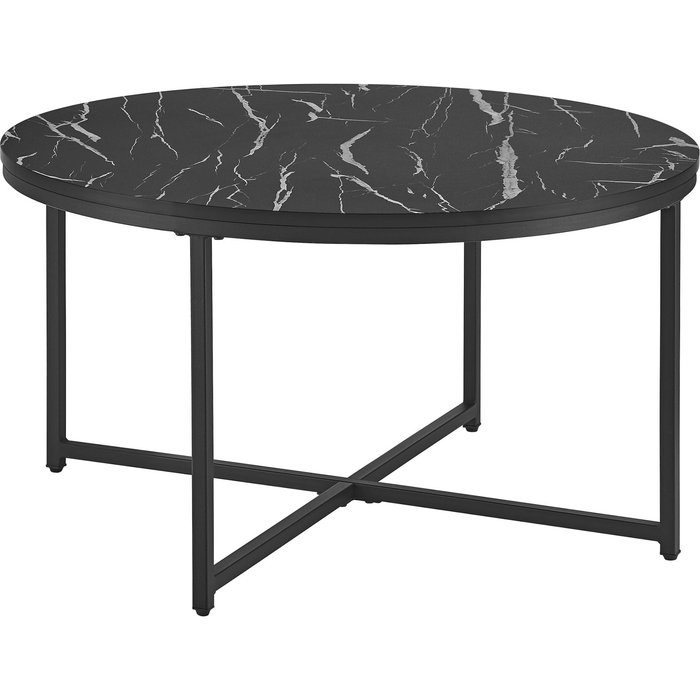Mesa de centro redonda para salón 45 x 80 cm mármol negro / negro 03_0008497