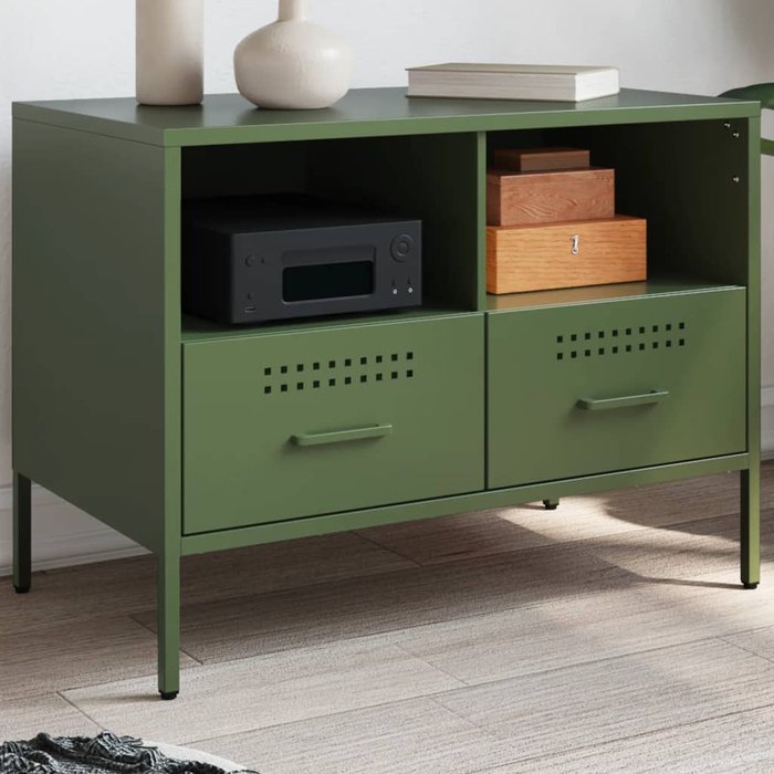 Mueble para tv acero verde oliva 68x39x50,5 cm