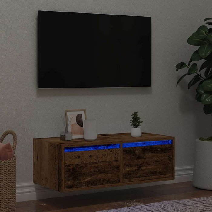 Maison exclusive - mueble de tv con luces led envejecida 75x35,5x25 cm