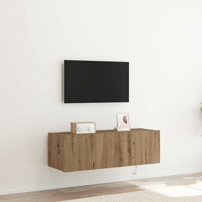 Mueble de tv de pared, roble artesanal, 100 x 35 x 31 cm
