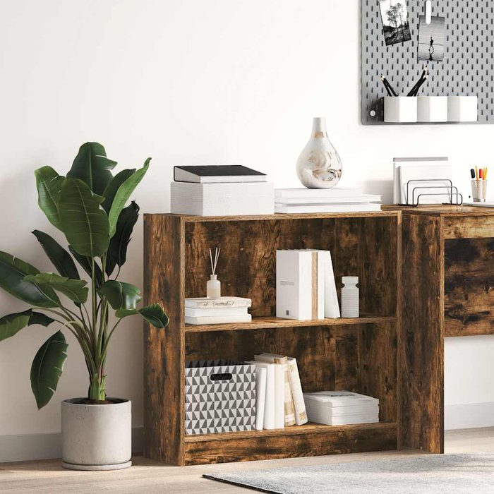Librería de roble ahumado, 80x24x76 cm, madera de ingeniería. - pangivo