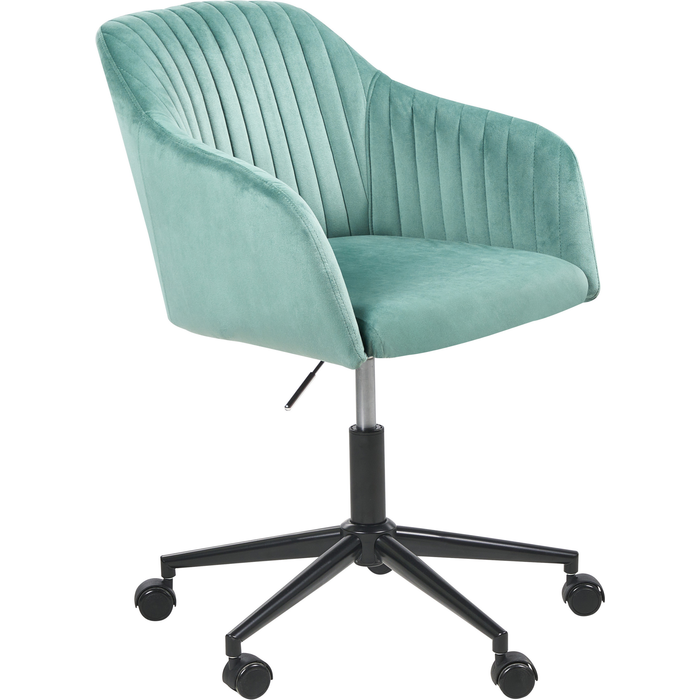 Beliani silla de oficina de terciopelo verde menta/negro venice