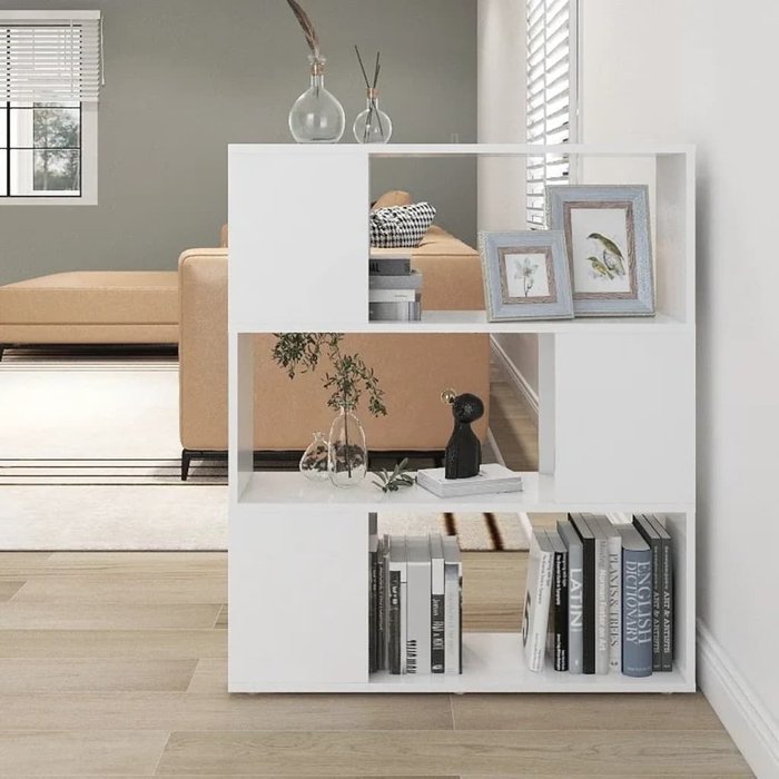 Librería/separador de ambientes blanco, 80x24x94 cm - pangivo