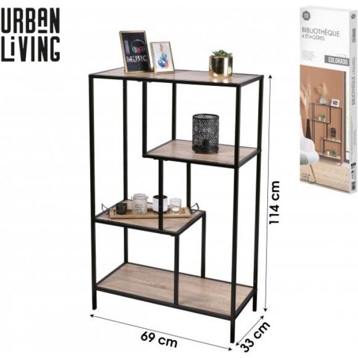 Estantería metálica mediana, 4 baldas asimétricas, 114 cm – chicago