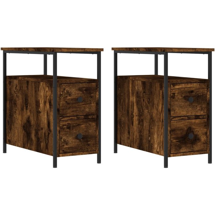 Mesitas noche 2 uds madera ingeniería roble ahumado 30x60x60 cm - comfortxl