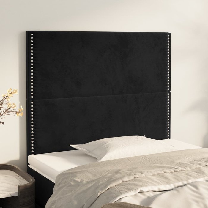 Cabeceros 2 uds negro 80x5x78/88 cm terciopelo