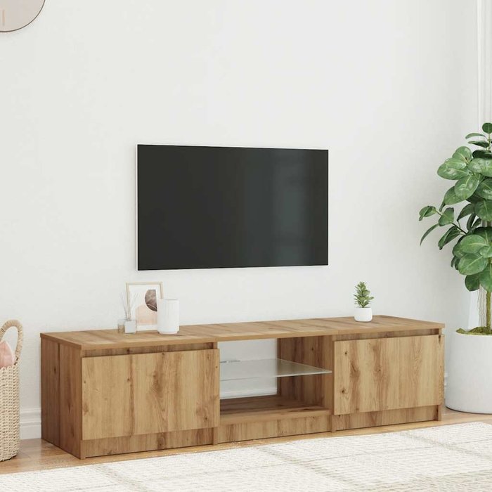 Mueble de tv luces led madera roble artisan 140x40x36 cm vidaxl