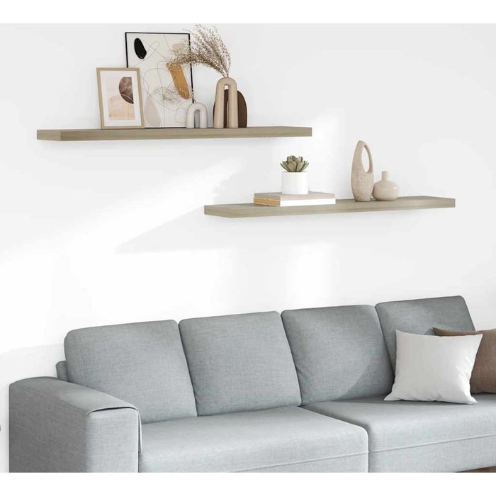 Estantes flotantes de pared, 2 unidades, roble, 120 x 23,5 x 3,8 cm, mdf