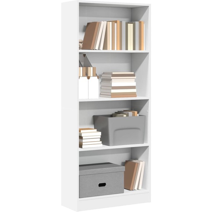 Librería blanca, 60x24x143 cm, madera de ingeniería. - pangivo