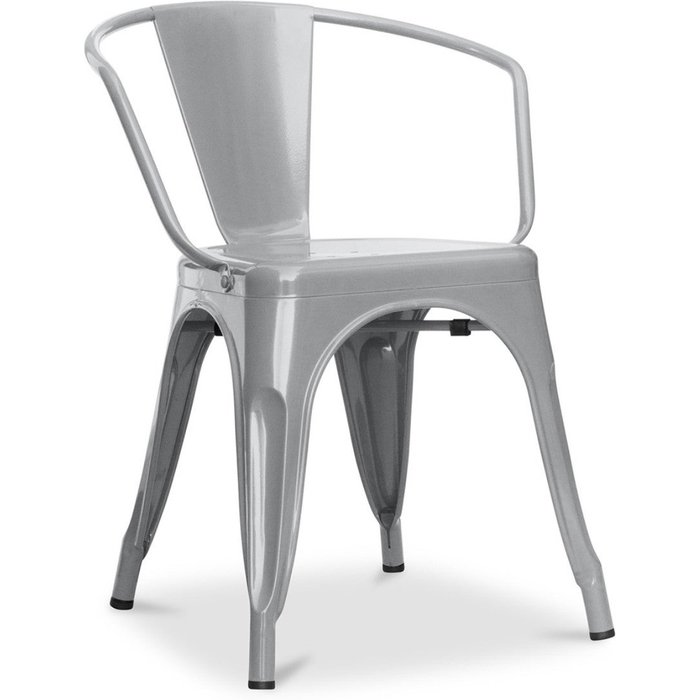Silla industrial poka con reposabrazos de acero brillante - alta gama-gris claro