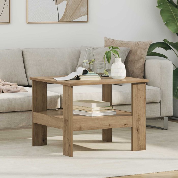 Mesa de centro, roble artesanal, 57 x 55 x 45 cm, madera de ingeniería.