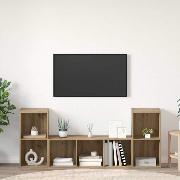 Gabinete de tv 3 pcs marrón 107 x 35 x 37 cm