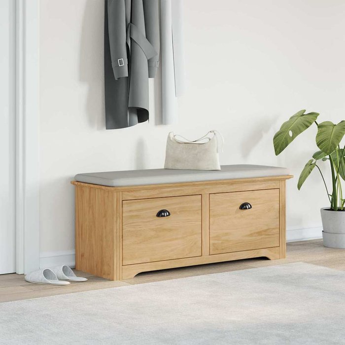 Banco de pasillo con cajón bodo marrón miel 118 x 40 x 50 cm