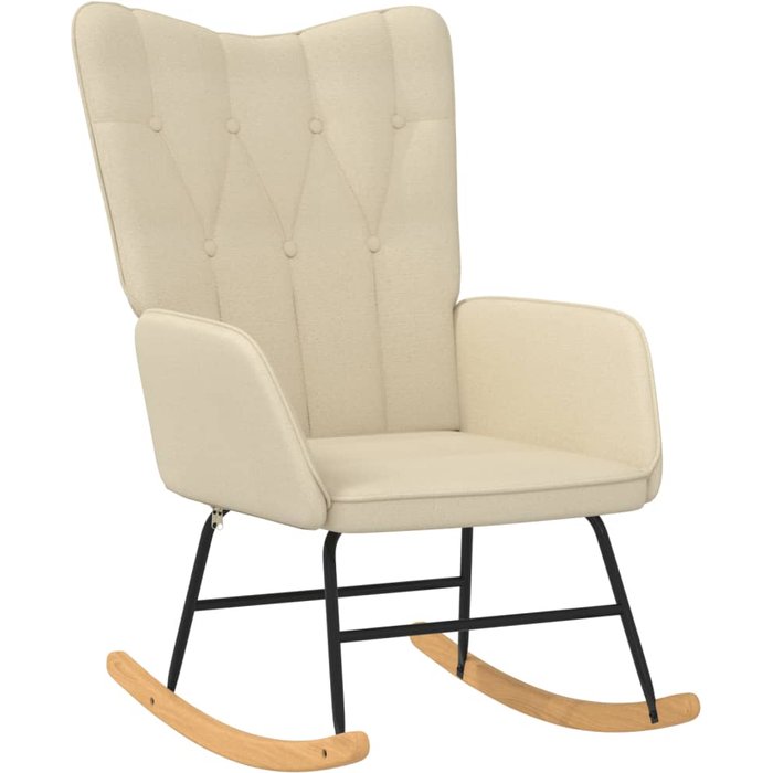 Silla mecedora | sillón mecedora de tela color crema cfw55074