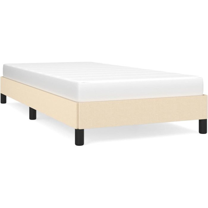Estructura de cama sin colchón tela crema 90x200 cm — comfortxl