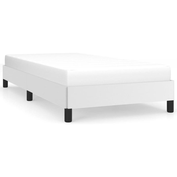 Estructura de cama sin colchón cuero sintético blanco 80x200 cm — comfortxl