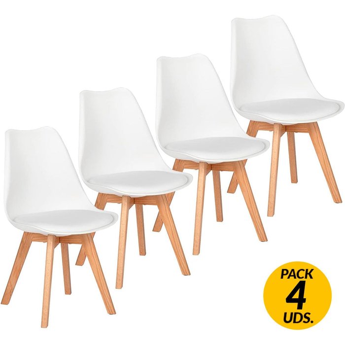 Pack de 4 sillas fina blanco 83x45x48 cm