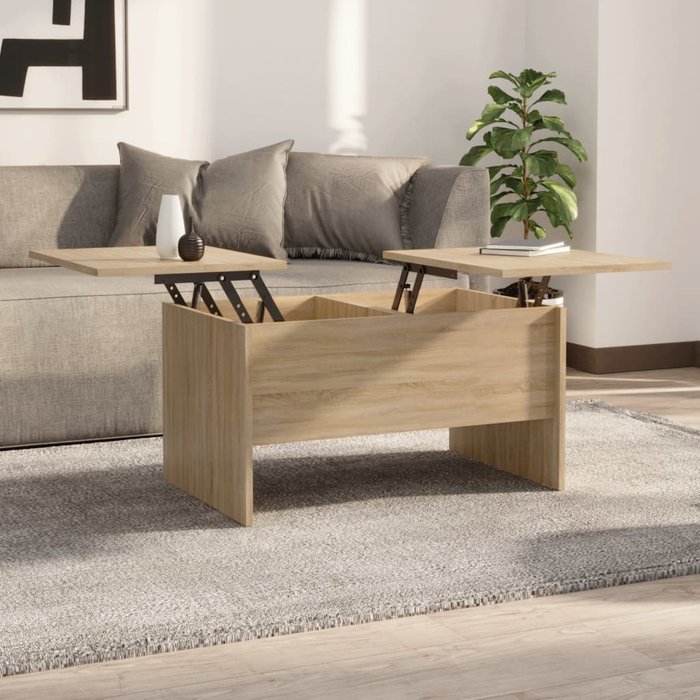 Mesa de centro roble sonoma 80x50x42,5 cm madera contrachapada
