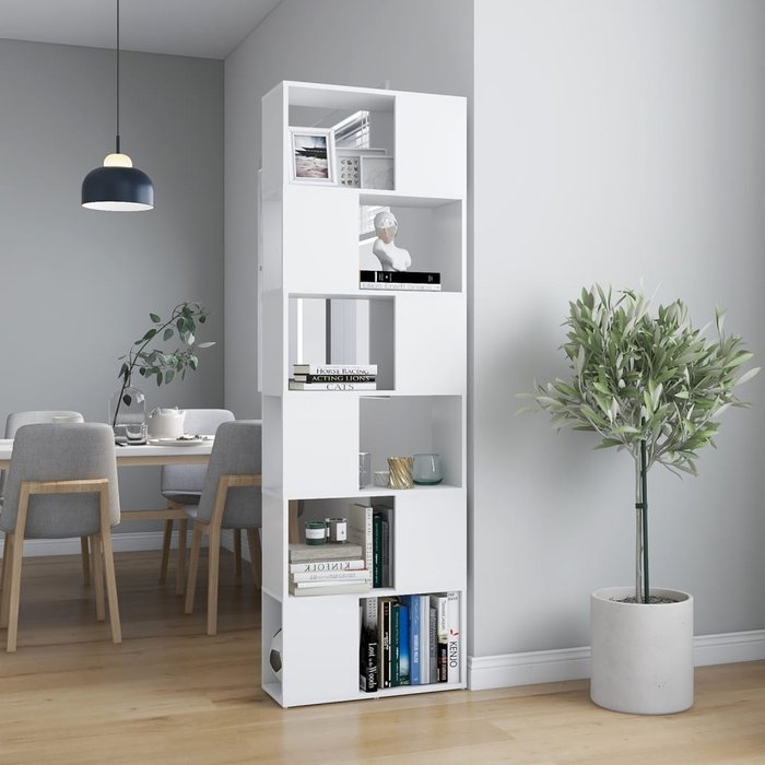 Librería/separador de ambientes blanco, 60x24x186 cm - pangivo