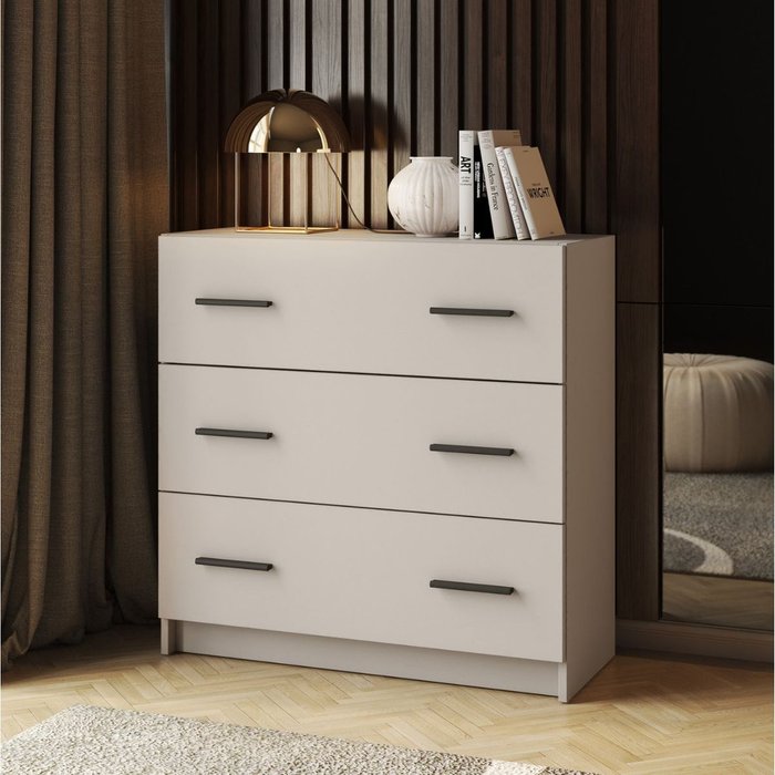 Cómoda new aura 3 cajones beige 81x80x34,4 cm