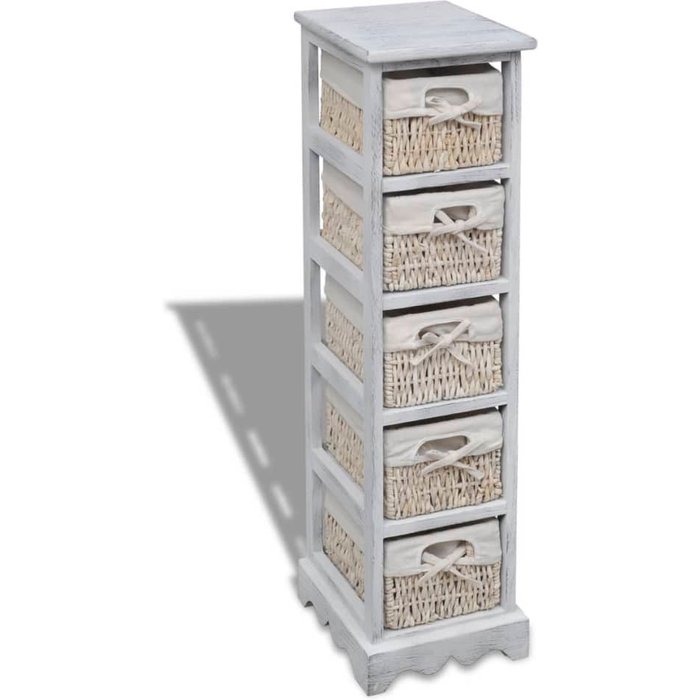 Estantería con 5 cestas tejidas madera