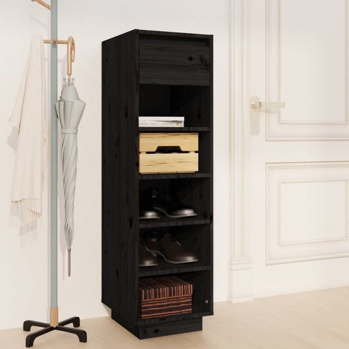 Maison exclusive - mueble zapatero de madera maciza de pino negro 30x34x105 cm