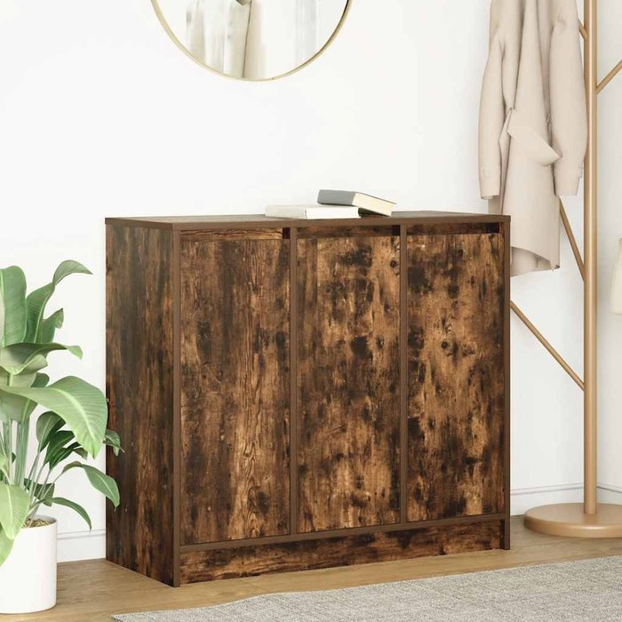 Aparador de roble ahumado 85x34x76 cm madera de ingeniería