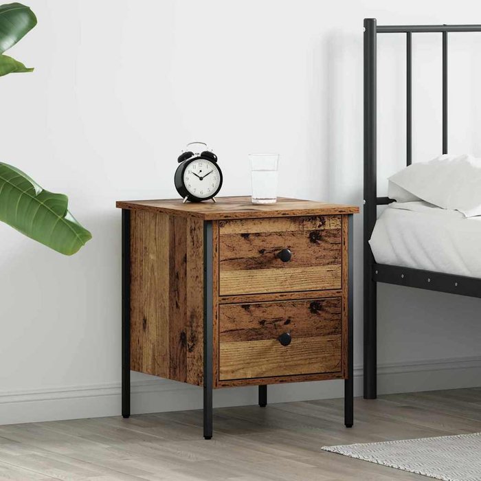 Mesilla de noche con cajón, madera antigua, 40 x 42 x 50 cm