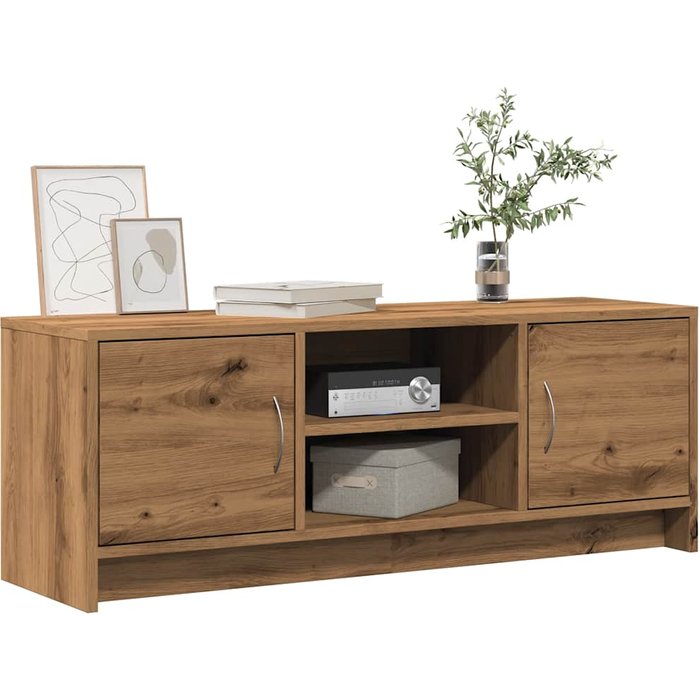 Mueble tv artesanal roble 102x30x37,5 cm madera contrachapada