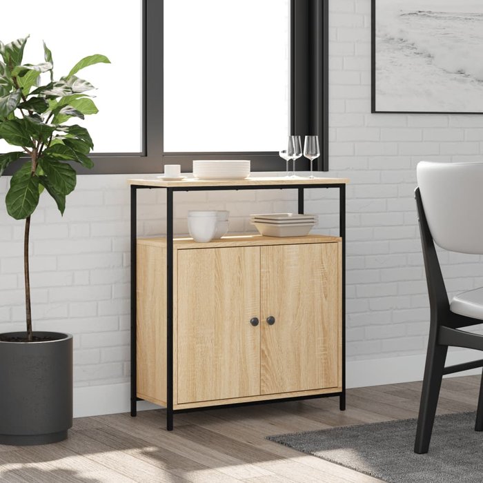 Aparador de madera de ingeniería roble sonoma 70x30x80 cm - comfortxl