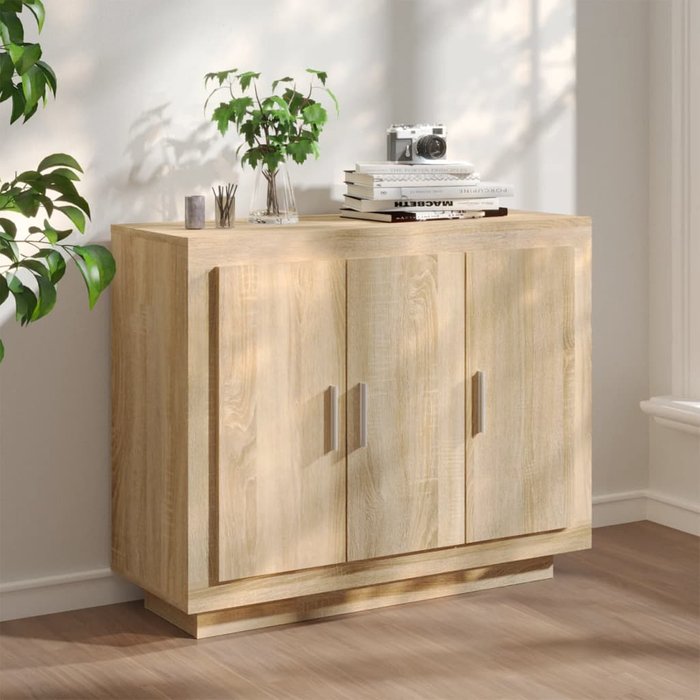 Aparador sonoma de roble, 92x35x75 cm, madera de ingeniería.