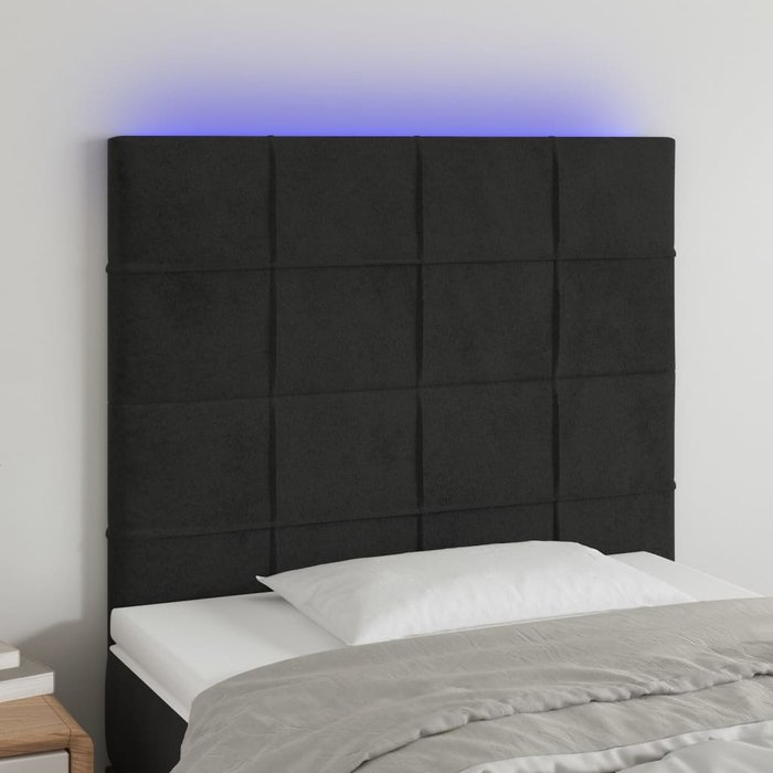 Maison exclusive - cabecero con luces led terciopelo negro 90x5x118/128 cm