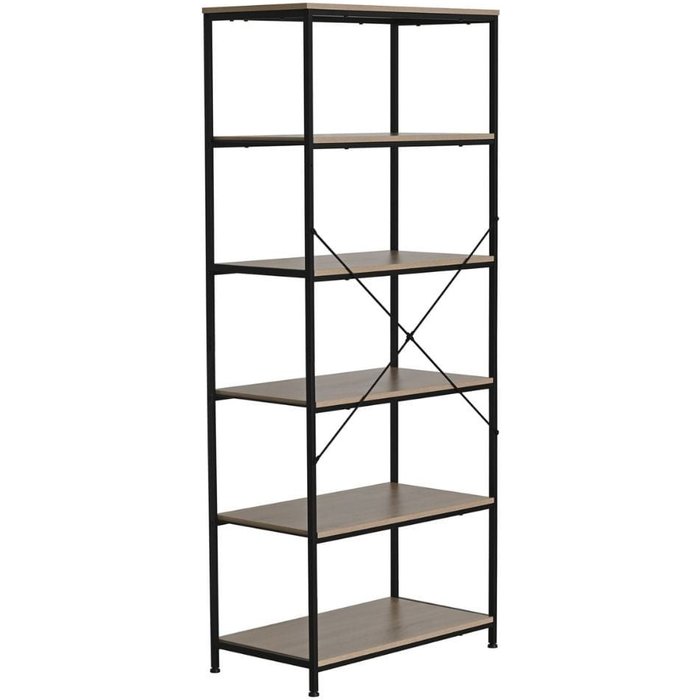 Estantería deck 6 estantes negro/natural 180x75x40 cm adec