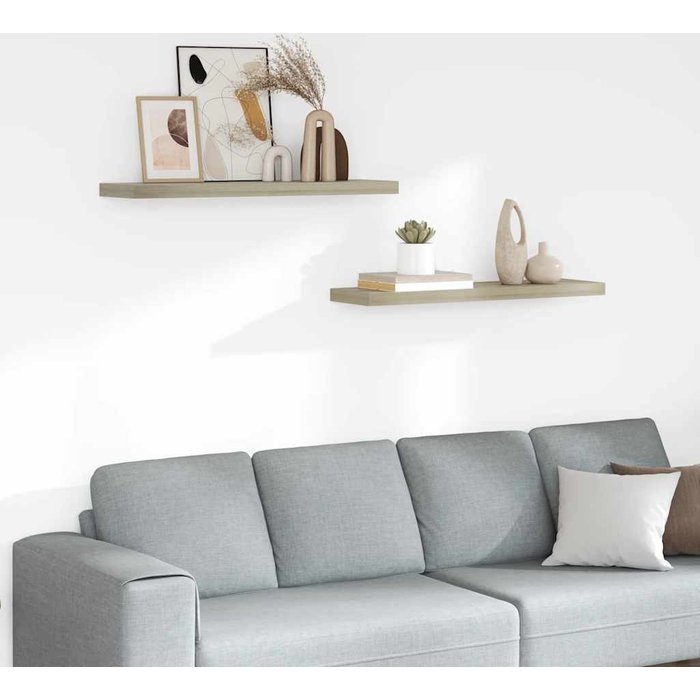 Estantes flotantes de pared, 2 unidades, roble, 90x23,5x3,8 cm, mdf