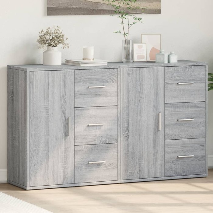 Vidaxl aparador de madera de ingeniería 2 uds gris sonoma 60x31x70 cm