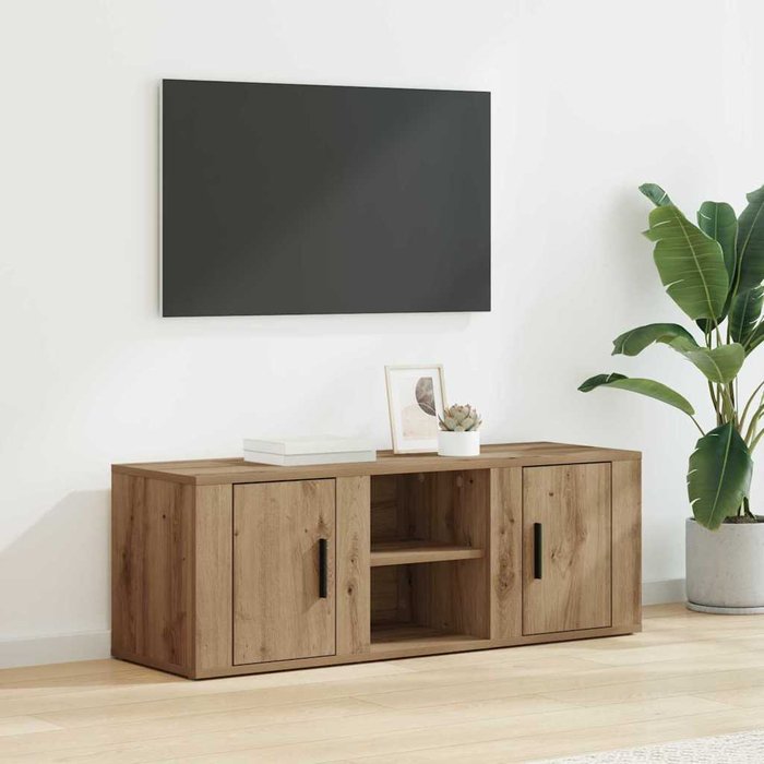Mueble de tv de roble hecho a mano, 100 x 31,5 x 35 cm, madera de ingeniería