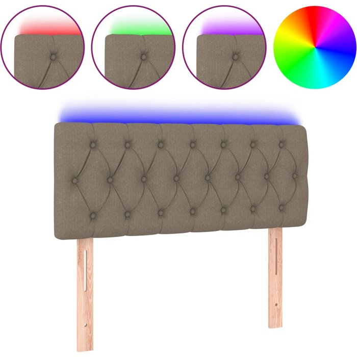 Cabecero cama - mueble cabecero con led de tela gris taupe 100x7x78/88 cm