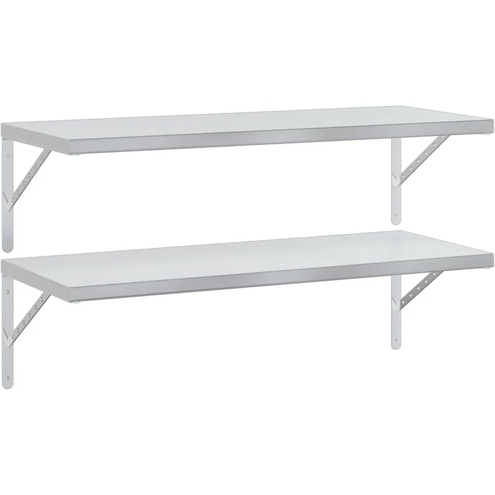 Estantes de pared 2 uds acero inoxidable plateado 100x40 cm - comfortxl